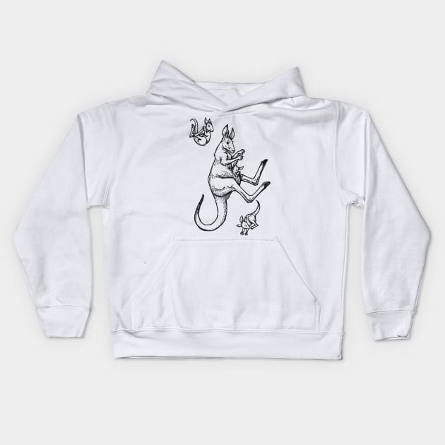 A Levity of Animals: Pouch Potatoes Kids Hoodie by calebfaires